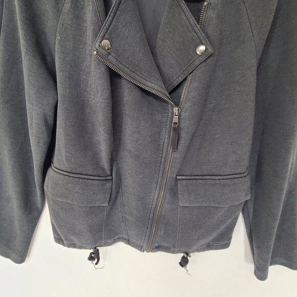 Anthropologie Marrakech Lange Jacket Grey Moto Jacket Cropped Zip Up sz Medium - Picture 3 of 9